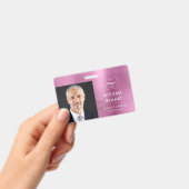 メタリックモダンピンク会社の写真ID バッジ (手持ち)