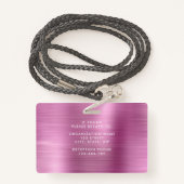 メタリックモダンピンク会社の写真ID バッジ (裏面ランヤード)