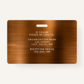 メタリックモダンブラウン会社の写真ID バッジ (裏面)