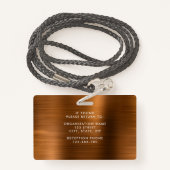 メタリックモダンブラウン会社の写真ID バッジ (裏面ランヤード)