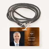 メタリックモダンブラウン会社の写真ID バッジ (正面ランヤード)