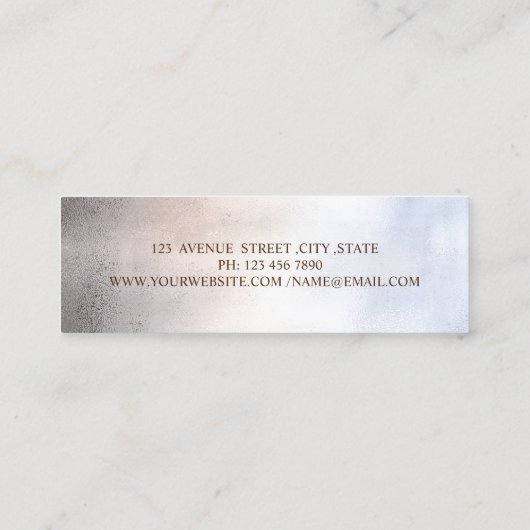 メタリックモダンブラシのストローク、まつげメイクアップ スキニー名刺 (裏面)