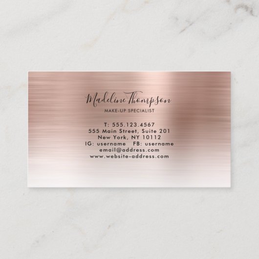 メタリックモダンブラシバラ金ゴールドモノグラム 名刺 (裏面)