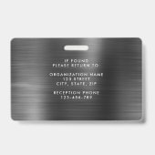 メタリックモダンブラック会社の写真ID バッジ (裏面)