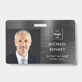 メタリックモダンブラック会社の写真ID バッジ