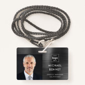 メタリックモダンブラック会社の写真ID バッジ (正面ランヤード)