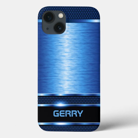 メタリックモダンブルージオメトリックデザインラゲージタグ Case-Mate iPhoneケース (裏面)