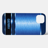 メタリックモダンブルージオメトリックデザインラゲージタグ Case-Mate iPhoneケース (裏面 (横))