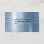 メタリックモダンブルーブラシ仕上げアルミルック 名刺 (正面)