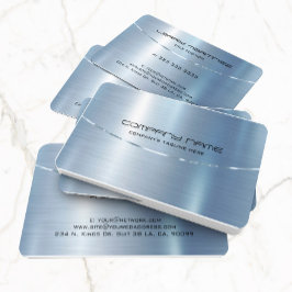 メタリックモダンブルーブラシ仕上げアルミルック 名刺