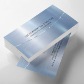 メタリックモダンブルーブラシ仕上げアルミルック 名刺