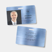 メタリックモダンブルー会社の写真ID バッジ (正面＆裏面)