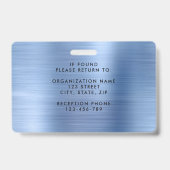 メタリックモダンブルー会社の写真ID バッジ (Back)