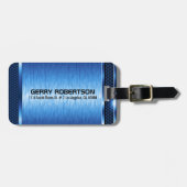メタリックモダンブルー幾何デザイン ラゲッジタグ (正面横)