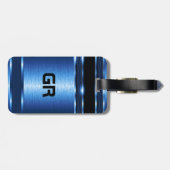 メタリックモダンブルー幾何デザイン ラゲッジタグ (裏面横)