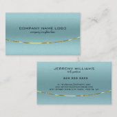 メタリックモダンブルー – グリーンのテクスチャ金ゴールドアクセント 名刺 (正面/裏面)