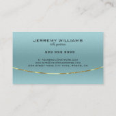 メタリックモダンブルー – グリーンのテクスチャ金ゴールドアクセント 名刺 (裏面)