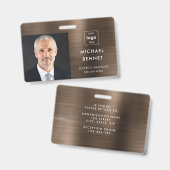 メタリックモダンブロンズブラウン会社の写真ID バッジ (正面＆裏面)