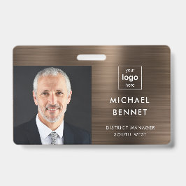 メタリックモダンブロンズブラウン会社の写真ID バッジ