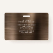 メタリックモダンブロンズブラウン会社の写真ID バッジ (裏面)