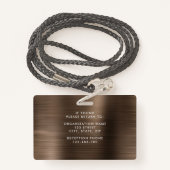 メタリックモダンブロンズブラウン会社の写真ID バッジ (裏面ランヤード)