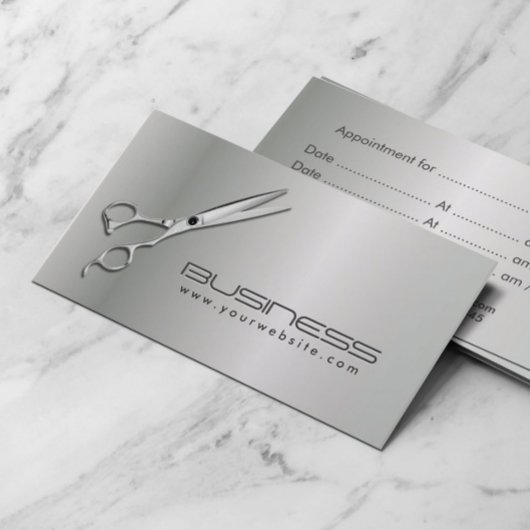 メタリックモダンヘアサロンアポイントメント 予約カード