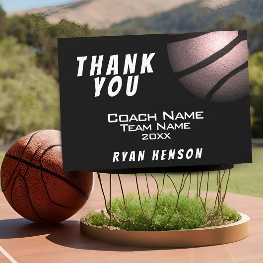 メタリックモダンボールブラックサンキューコーチカード サンキューカード