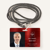 メタリックモダンレッド会社の写真ID バッジ (正面ランヤード)