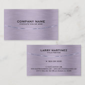 メタリックモダン紫ブラシ仕上げスチールの外観 名刺 (正面/裏面)