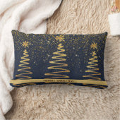 メタリックモダン金ゴールドグリッタースパークルネイビーブルー ランバークッション (ブランケット)