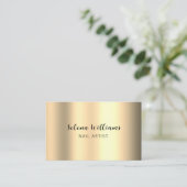 メタリックモダン金ゴールドスクリプト高度 名刺 (スタンド正面)