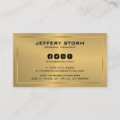 メタリックモダン金ゴールドテクスチャブラックタイポグラフィ 名刺 (裏面)