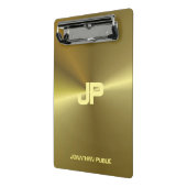 メタリックモダン金ゴールドルックモノグラムテンプレート ミニクリップボード (アングル2)