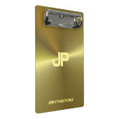 メタリックモダン金ゴールドルックモノグラムテンプレート ミニクリップボード (アングル)