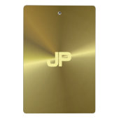 メタリックモダン金ゴールドルックモノグラムテンプレート ミニクリップボード (裏面)