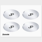 メタリックモノグラムのシルバールックテンプレート 楕円形シール (シート)