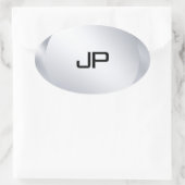 メタリックモノグラムのシルバールックテンプレート 楕円形シール (バッグ)