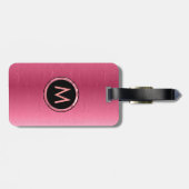 メタリックモノグラムのピンクブラシ仕上げアルミルック ラゲッジタグ (裏面横)