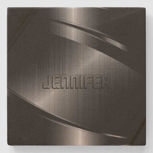 メタリックモノグラムのブラックステンレス鋼の外観 ストーンコースター (正面)