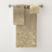 メタリックモノグラムの14k金ゴールド滴下グリッター バスタオルセット (インサイチュ)