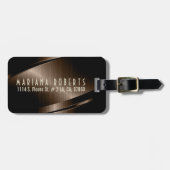 メタリックモノグラメド茶色3ブラシ仕上げアルミルック ラゲッジタグ (正面横)