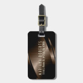 メタリックモノグラメド茶色3ブラシ仕上げアルミルック ラゲッジタグ (正面縦)