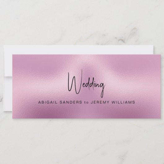 メタリックユニークピンク&ブラック結婚ズ 招待状 (正面)