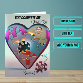 メタリックユーコンプリートMeパズルハート誕生日 カード