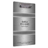 メタリックライトグレイモダン幾何学的デザイン クリップボード (右)