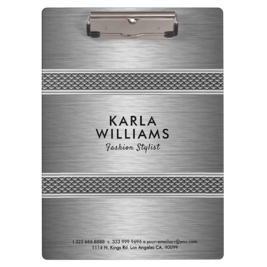 メタリックライトグレイモダン幾何学的デザイン クリップボード (正面)