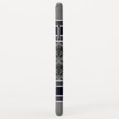 メタリックライトグレーの黒いダマスアクセント Case-Mate iPhoneケース (裏面/右)