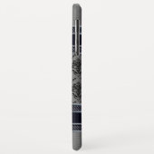 メタリックライトグレーの黒いダマスアクセント Case-Mate iPhoneケース (裏面/左)