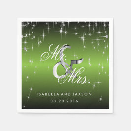 メタリックライムグリーンスターライトデザイン スタンダードカクテルナプキン