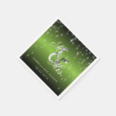 メタリックライムグリーンスターライトデザイン スタンダードカクテルナプキン (角)